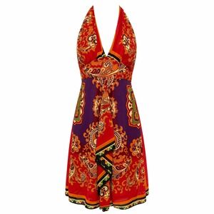 Y2K Rubber Ducky Productions Eclectic Festival Halter Dress Womens Small Boho
